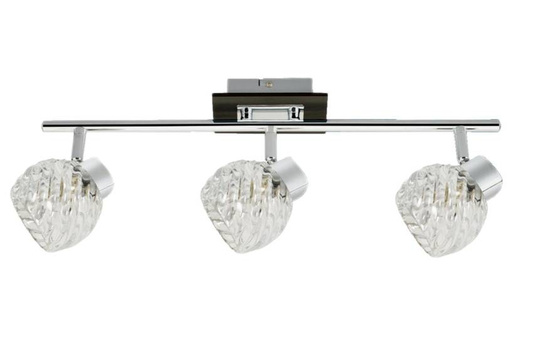 Deckenlampen-Spot-Streifen 3xG9 Chrom + Wenge mit Glasschirm 93-04604