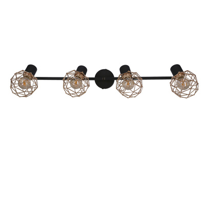 Decken-Wandlampenstreifen mit schwarzem Kupferschirm 4x40W E14 Acrobat 94-22226