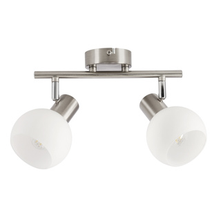 NOVO lampa sufitowa listwa satyna nikiel 2x40W E14 klosz biały