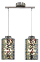 Lampa suspendata cromata cu abajur din sticla 3D 2x40W Nocturno Candellux 32-57693