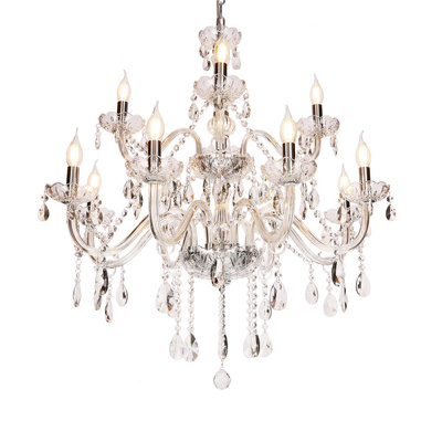 Gold chandelier with crystals 15xE14 Maria Teresa 30-95810