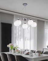 Lampe suspendue Larix chrome 5x40w e27 abat-jour blanc 35-23841
