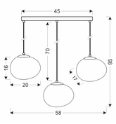 STONES pendant lamp black 20cm 3x40W E27 shade white 33-35158