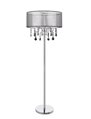Lampadaire chrome / noir avec cristaux Sottile Candellux 53-73945