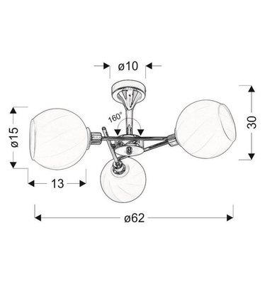 Hanging ceiling lamp 3xE14 chrome with white shade RAUL 33-72221