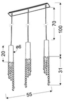 Hanging lamp 3xGU10 chrome + LED 3x3W Duero 33-25272