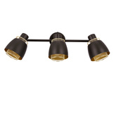 Bande de plafonnier Aleksandria 3x40w noir + abat-jour doré