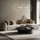 Pendant lamp KOS modern silver LED circles 4000K minimalist lamp over table