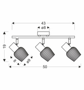 Lampa sufitowa Mitura listwa ze szklanymi kloszami 3-punktowa do salonu