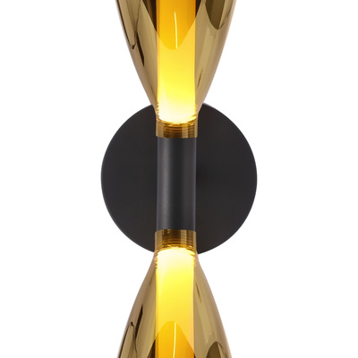 Nordic wall light black with golden glass shades 2xG9