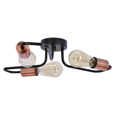 Plafonnier cadre en métal noir 3xE27 Herpe E27 33-66916