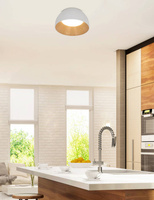 Liguria Lampa Sufitowa Plafon Biało Drewniany 18W Led 35 Cm Klosz Biały