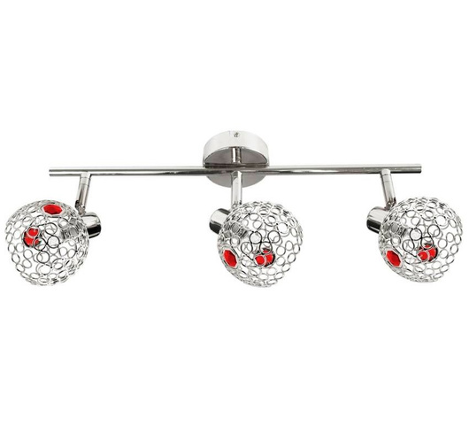 Plafonnier 3xG9 chrome+rouge Aron 93-12210