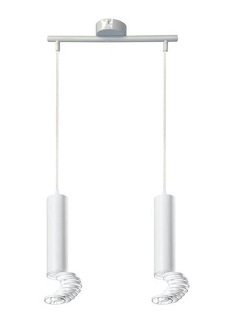 Lampa tuba wisząca biała podwójna metalowa 2xGU10