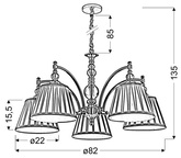 Lampa suspendata patinata lant reglabil 5x40W E14 Austin Candellux 35-13859