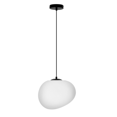 Hanging lamp STONES 30 cm in Japandi style with white acrylic stone inspired shade minimalist ceiling lighting for living room E27