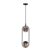 Hanging lamp CORDEL elegant black with graphite ball shades minimalist living room lighting 2x G9 LED