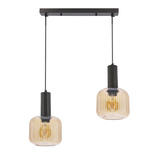 LINOX lampa wisząca czarny 2x40 E27 klosz bursztynowy