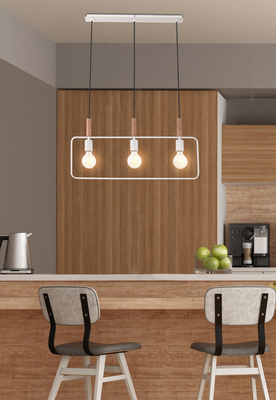 Lampa suspendata alba reglabila inaltime 3x60W E27 Cadru 33-73532
