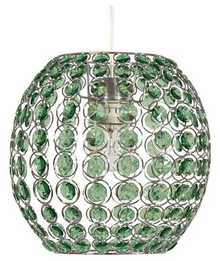 Lampa wisząca Rica pojedyncza metalowa zielona z kloszem do salonu E27
