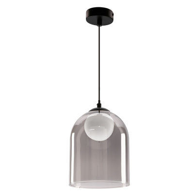 Lampa wisząca KLEA szklana – z grafitowym oraz mlecznym kloszem – nowoczesna lampa nad stół do salonu G9 LED