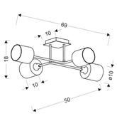 Deckenleuchte aus satiniertem Nickel mit gewebtem Lampenschirm 4x40W Sax Candellux 34-70685