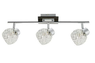 Plafonnier spot bande 3xG9 chrome + wengé avec abat-jour en verre 93-04604