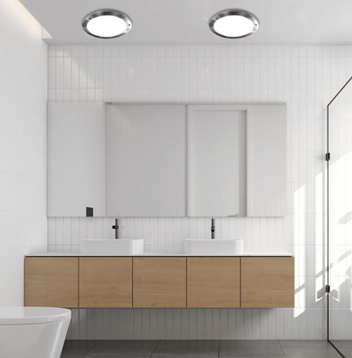 Plafonnier rond en nickel satiné pour salle de bain IP44 Aquila 12-84180