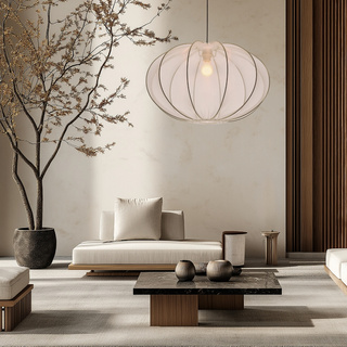 Lampa wisząca z abażurem Mellow biała 60 cm do salonu i sypialni