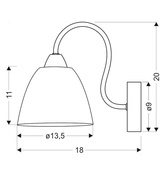 Applique murale chrome abat-jour blanc avec une bande 40W E14 Elf Candellux 21-72566