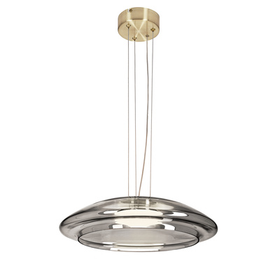 Suspension Ombre 42 en verre au dessus de table abat jour fumé GX53