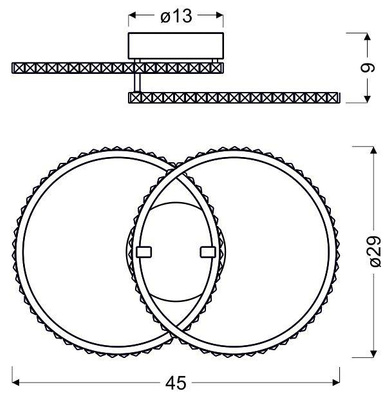 Plafonnier LED 28W anneaux chromés Hello 98-69641