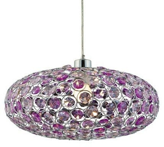 Lampa wisząca Cristy metalowa fioletowa pojedyncza do salonu E27