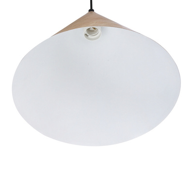 Dunca Lampa Wisząca 32 Czarny 1X40 E27 Klosz Jasny Dębowy