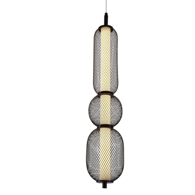 Pendant wire lamp PUMA with elongated shade 14 x 71 cm designer living room lighting LED 3000K