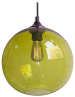 Suspension boule de verre verte + ampoule Edison 31-29546