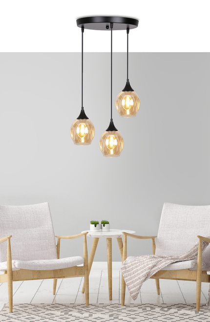 Ceiling lamp black/brown plate 3xE27 Aspa 33-00613