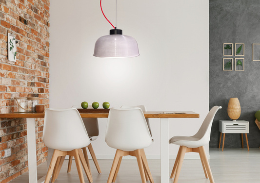 Suspension 27cm verre/câble rouge Liverpool Ledea 50101288