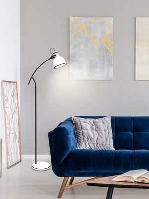 Schwarz-weiße, diagonal verstellbare Stehleuchte Zumba Candellux 51-72108