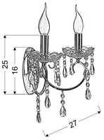Double black wall sconce with crystals Aurora Candellux 22-73723