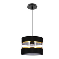Lampa wisząca z abażurem Pandy czarna do jadalni E27
