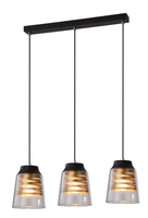 Lampe suspendue abat-jour en verre noir et or 3x60W E27 Fresno Candellux 33-78094