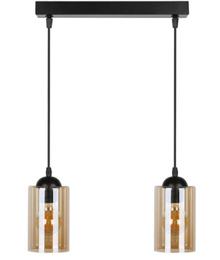Hanging lamp black/brown strip 2xE27 Bistro 32-00538