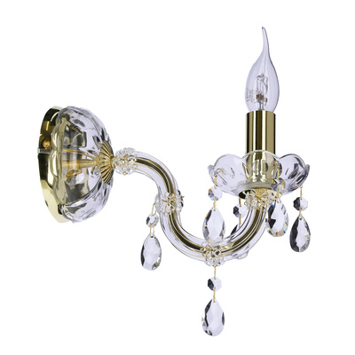 Kryształowy kinkiet ścienny MARIA TERESA 1x E14 złoty - elegancka lampa ścienna glamour