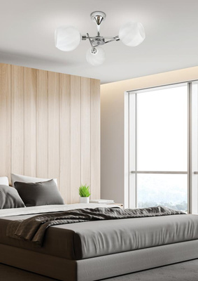 Plafoniera suspendata 3xE14 crom cu abajur alb RAUL 33-72221