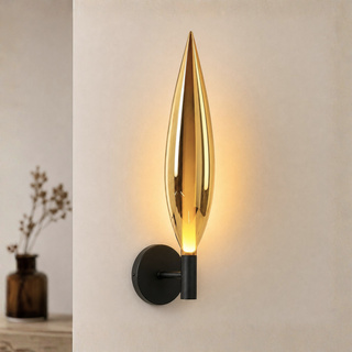 Nordic wall light black with gold glass shade for living room and bedroom 1x5W G9