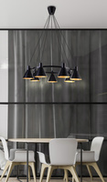 Lampa wisząca More czarno-złota metalowa do salonu 7xE14