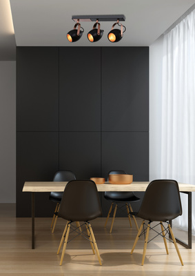 Spot orientable noir et cuivre E14 3x40W Anica 93-82589