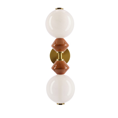 FLORES wall lamp brass and brown 10W LED 4000K white shade