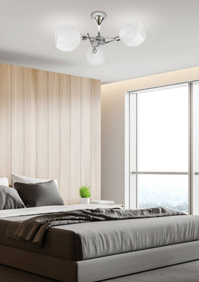 Hanging ceiling lamp 3xE14 chrome with white shade RAUL 33-72221